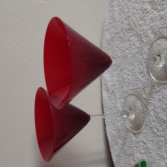 2 Ruby Red Martini Glasses